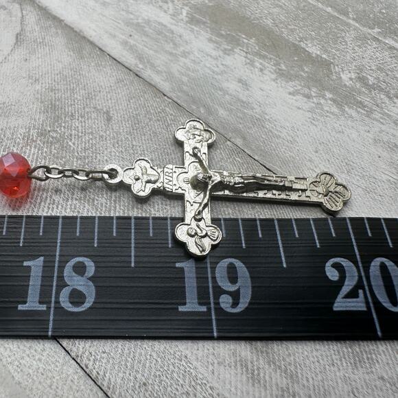 Vintage Italian Glass Bead Rosary, Italy Catholic Prayer Beads, Silver Crucifix - Picture 7 of 7